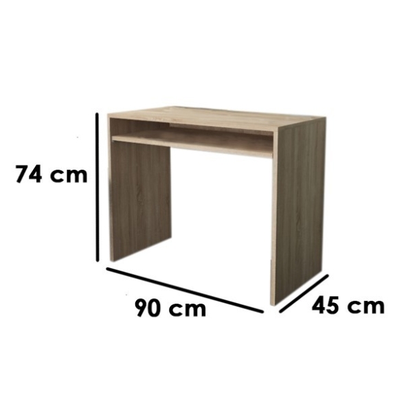 Scrivania computer In legno rovere 90x45xH74 cm con ripiano scorrevole