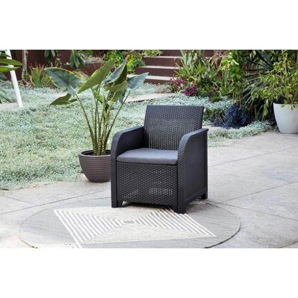 Salotto Da Esterno Con Tavolino Contenitore Rosalie Keter Graphite