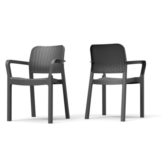 Sedia Da Giardino Impilabile Con Braccioli Bella Keter Graphite