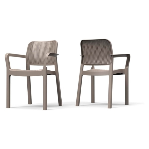 Sedia Da Giardino Impilabile Con Braccioli In Resina Effetto Intrecciato Bella Keter Cappuccino