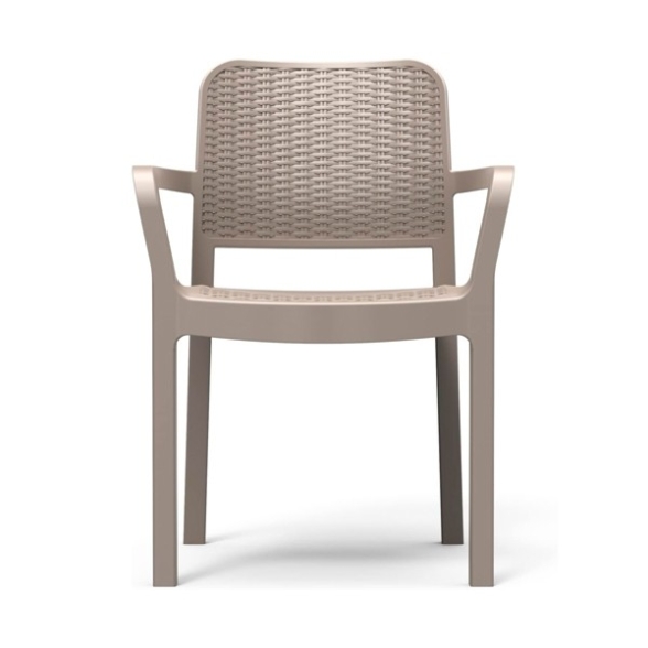 Sedia Da Giardino Impilabile Con Braccioli In Resina Effetto Intrecciato Bella Keter Cappuccino