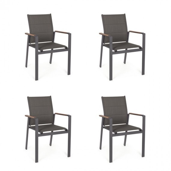 Sedia da pranzo (4 pezzi), nera, set di 4 sedie imbottite con