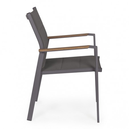 Sedie da esterno in alluminio con braccioli in legno e seduta in textilene Bizzotto Kubik - 4 pezzi