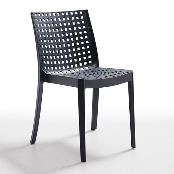 Sedie Da Esterno In Resina Nere Senza Braccioli Impilabili 55x47x82 Kelly - 4 pezzi