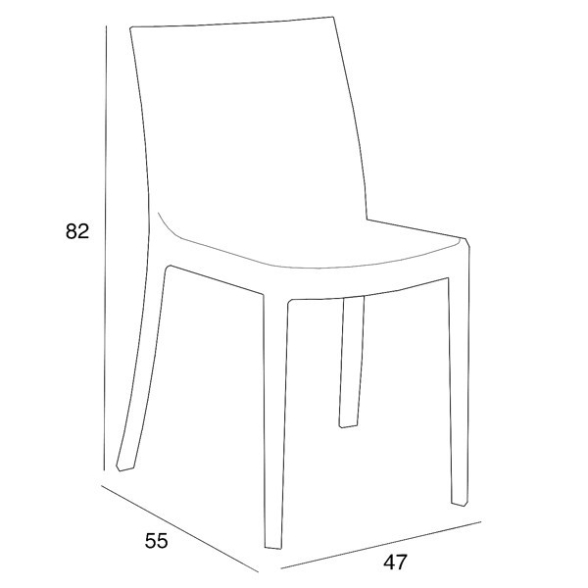 Sedie Da Esterno In Resina Nere Senza Braccioli Impilabili 55x47x82 Kelly - 4 pezzi