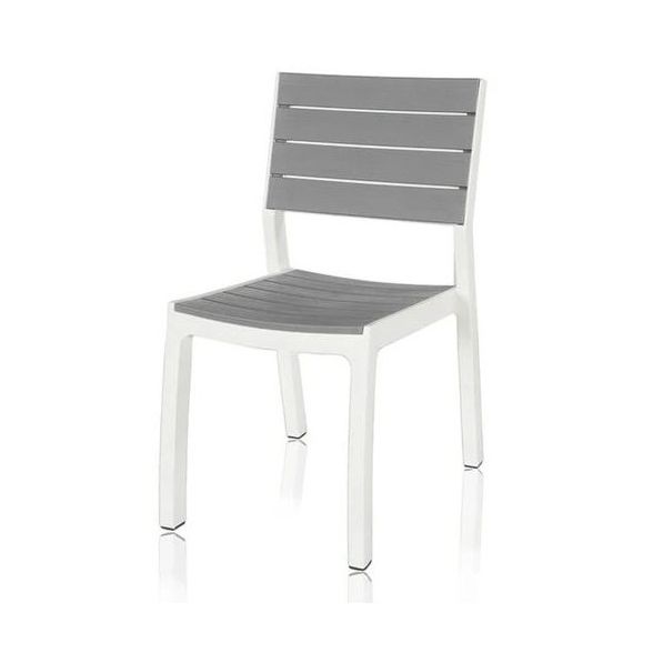 Sedie Da Esterno Senza Braccioli In Resina Effetto Legno Bianco E Grigio Set 4 Pezzi Harmony