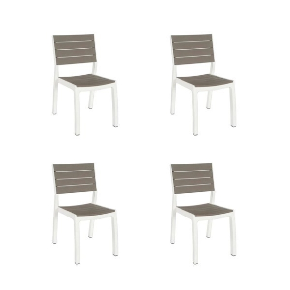 Sedie Da Esterno Senza Braccioli In Resina Effetto Legno Bianco E Tortora Harmony Set 4 Pezzi