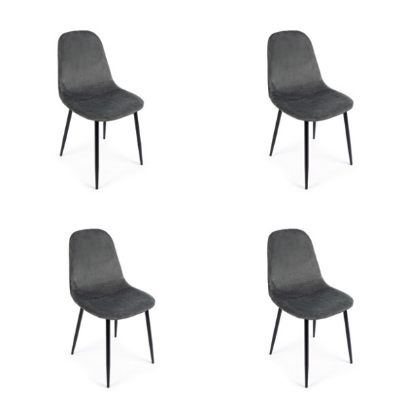 Sedia Da Interno In Velluto Imbottite Grigio Scuro Irelia Bizzotto - 4 Pz