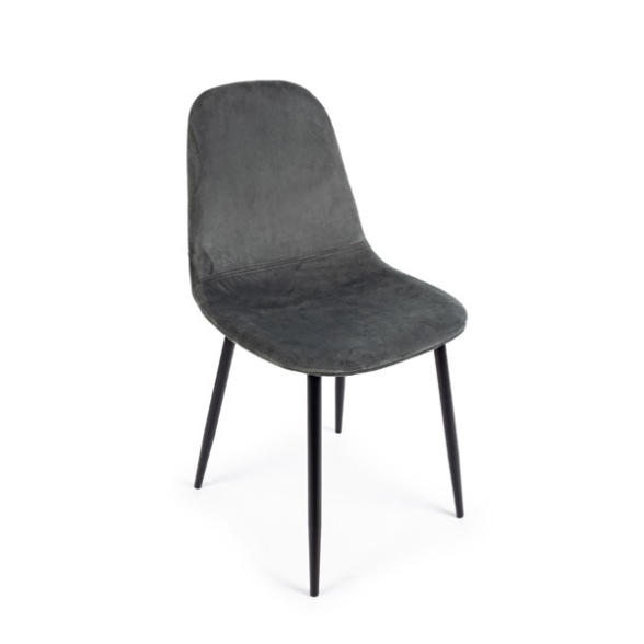 Sedia Da Interno In Velluto Imbottite Grigio Scuro Irelia Bizzotto - 4 Pz