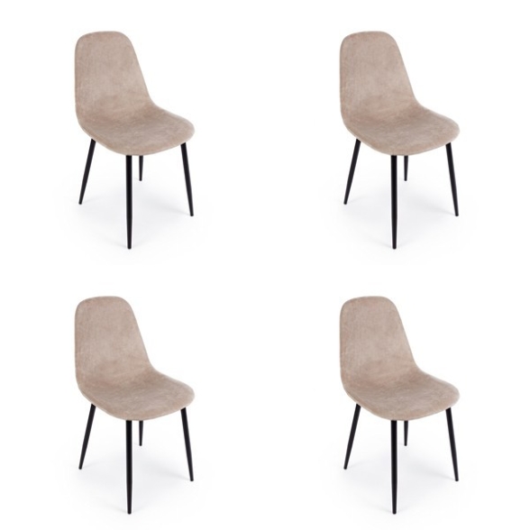 Sedia Da Interno In Velluto Imbottite Tortora Irelia Bizzotto - 4 Pz