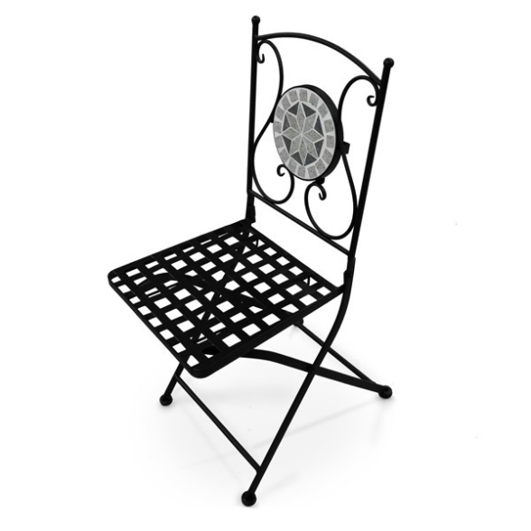 Sedie Pieghevoli Bistrot In Ferro E Mosaico 38x38x90 Cm - Coppia