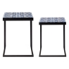 Set 2 tavolini legno e acciaio con decorazione Neapolis K29 Bizzotto