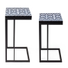 Set 2 tavolini legno e acciaio con decorazione Neapolis K29 Bizzotto