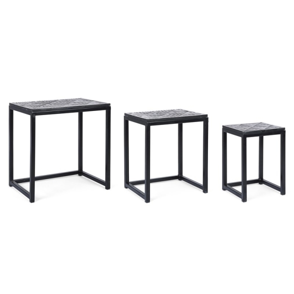 Set 3 tavolini rettangolari con mosaico arredo Bizzotto Janesh Rett