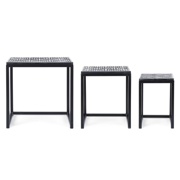 Set 3 tavolini rettangolari con mosaico arredo Bizzotto Janesh Rett