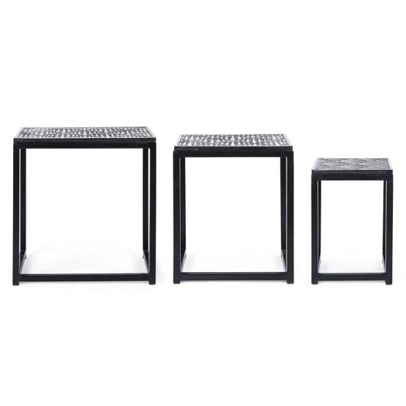 Set 3 tavolini rettangolari con mosaico arredo Bizzotto Janesh Rett