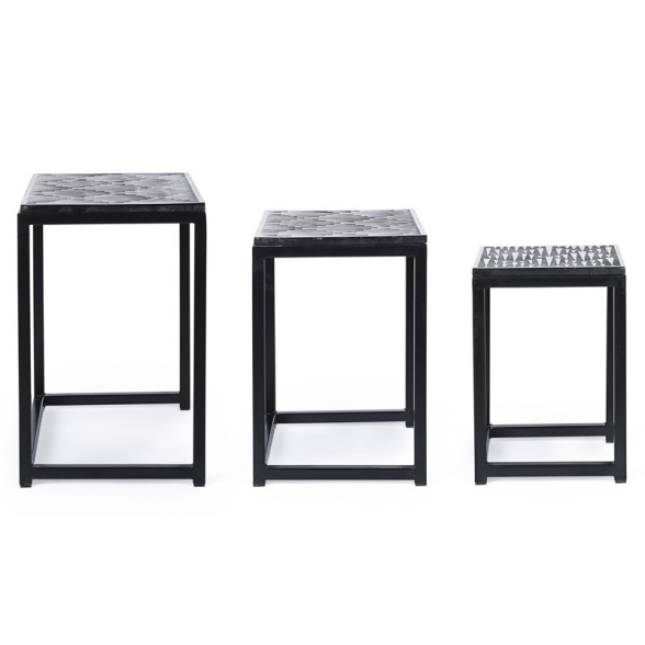 Set 3 tavolini rettangolari con mosaico arredo Bizzotto Janesh Rett
