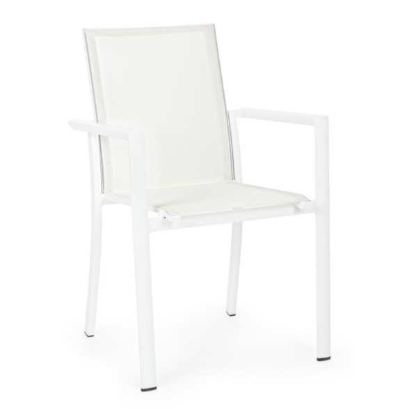 Set 4 Sedie Da Esterno Bianche In Alluminio Con Braccioli Konnor Bizzotto