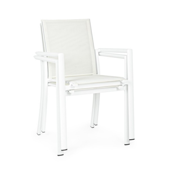 Set 4 Sedie Da Esterno Bianche In Alluminio Con Braccioli Konnor Bizzotto