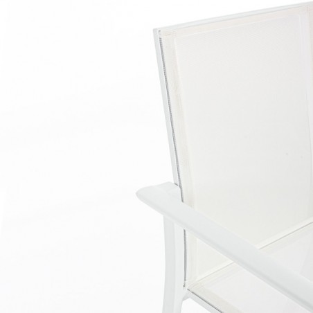 Set 4 Sedie Da Esterno Bianche In Alluminio E Textilene Con Braccioli Konnor Bizzotto