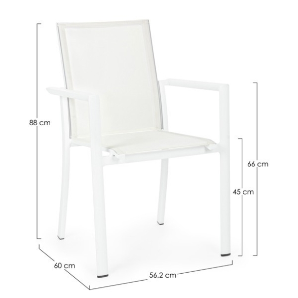 Set 4 Sedie Da Esterno Bianche In Alluminio Con Braccioli Konnor Bizzotto