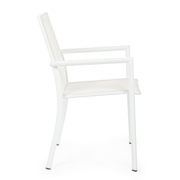 Set 4 Sedie Da Esterno Bianche In Alluminio Con Braccioli Konnor Bizzotto