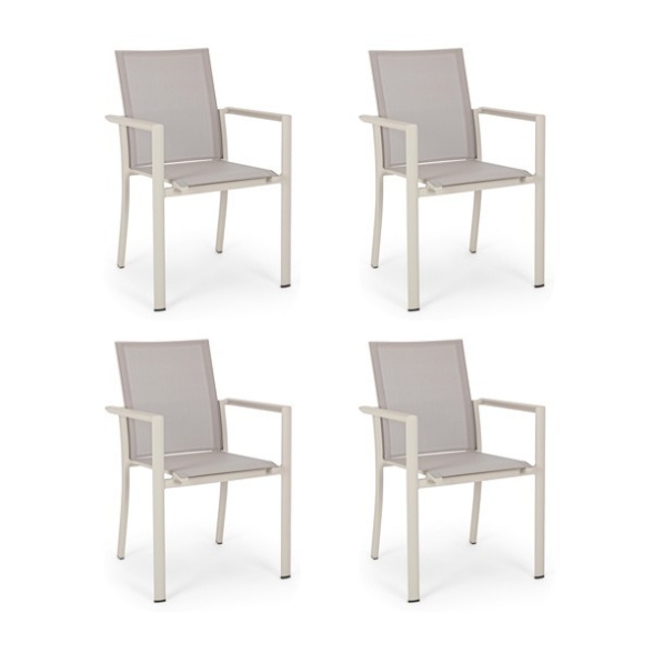 Set 4 Sedie Da Esterno Rastin In Alluminio Con Braccioli Konnor Bizzotto