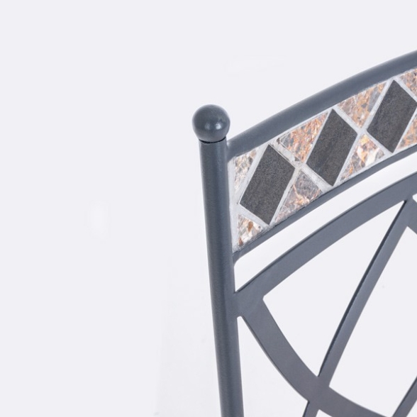 Set 4 sedie da giardino in ferro e mosaico con cuscini Bizzotto Berkley