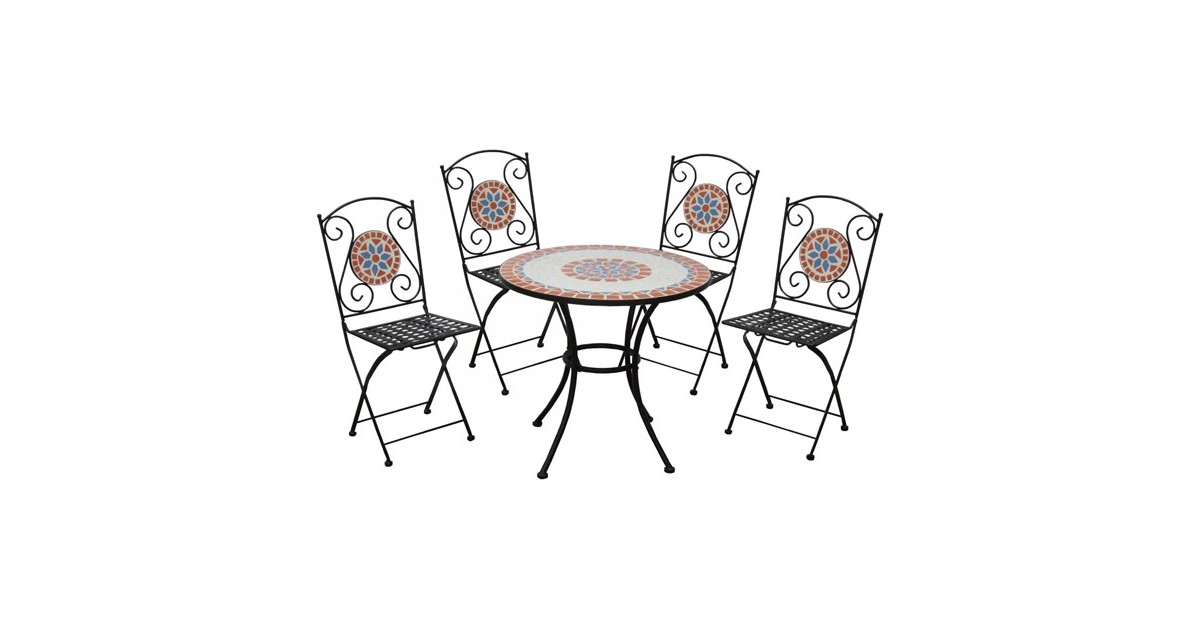 Set Bistrot Marvin Tavolo E 2 Sedie Pieghevoli - Giardino Terrazzo 60x60cm, Struttura Ferro Antracite