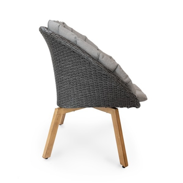 Set Poltrone Da Esterno Design Moderno In Rattan Con Cuscini E Tavolino Bistrot New Bali