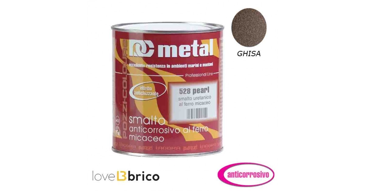 Smalto al ferro micaceo 2,5 lt Colore Ghisa - Metal 528 Pozzi