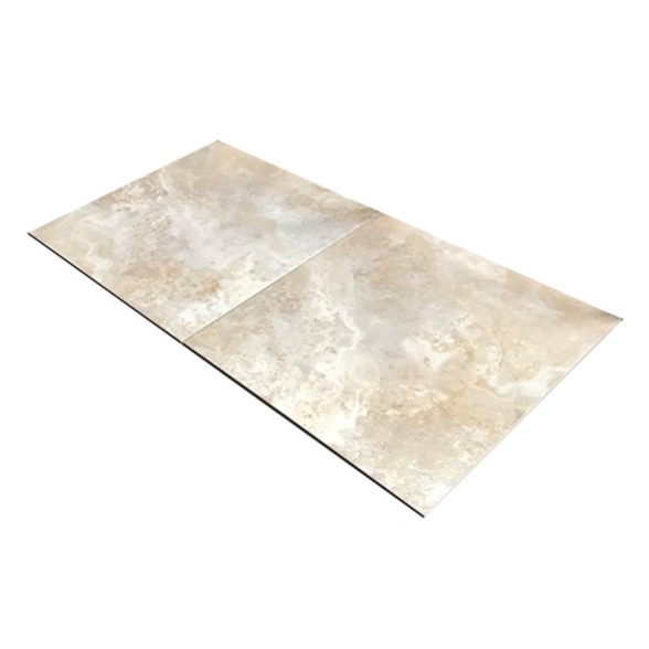 Pavimento grès porcellanato effetto travertino 50 x 50 cm Alfalux collezione Poseidon noce