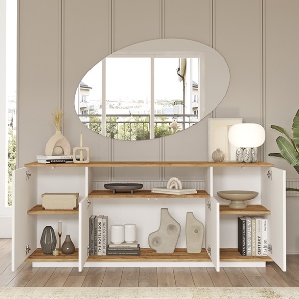 Set Mobili Da Soggiorno Composizione Moderna Bianco E Rovere Frame
