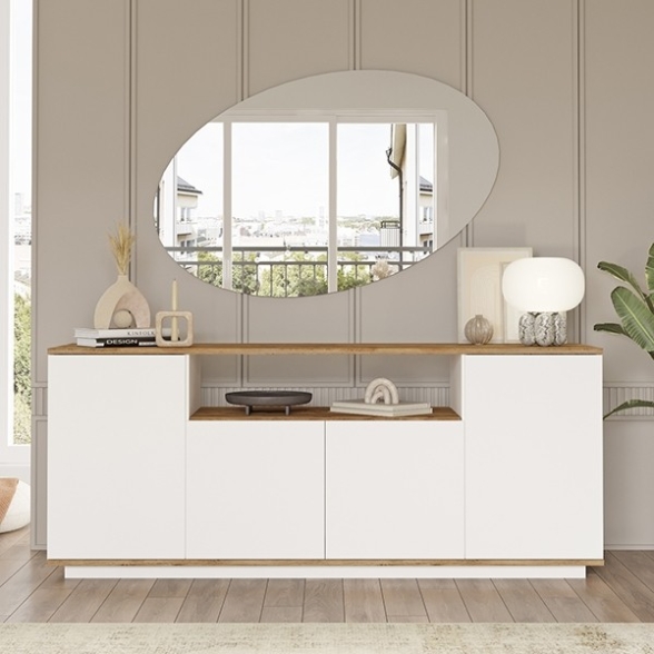 Set Mobili Da Soggiorno Composizione Moderna Bianco E Rovere Frame