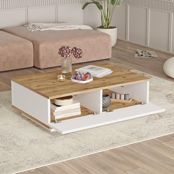 Set Mobili Da Salotto Composizione Moderna Bianco E Rovere Frame