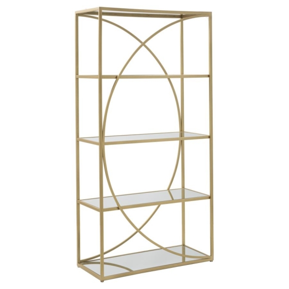 Libreria Stile Glamour 90x38x180 Oro Con Ripiani A Specchio Glamy