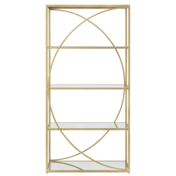 Libreria Stile Glamour 90x38x180 Oro Con Ripiani A Specchio Glamy