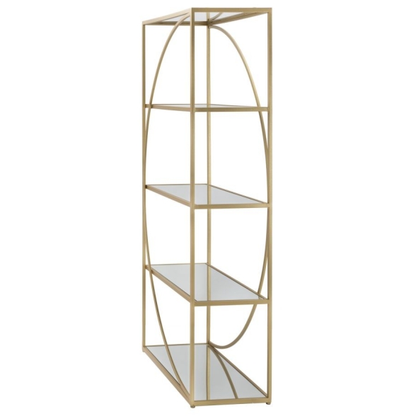 Libreria Stile Glamour 90x38x180 Oro Con Ripiani A Specchio Glamy