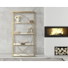 Libreria Stile Glamour 90x38x180 Oro Con Ripiani A Specchio Glamy