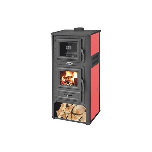 Stufa A Legna In Ghisa Con Forno 12 kW K-Line Kalorosa Maiolica Rossa