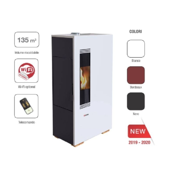 Stufa a pellet ad aria 5 kW ventilazione frontale Mini King 5 bianca