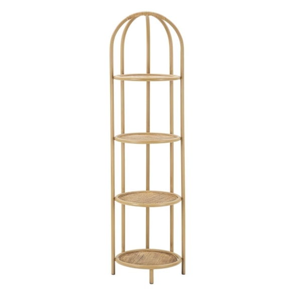 Libreria Angolare Rotonda In Rattan 4 Ripiani 40x38x150 Panama