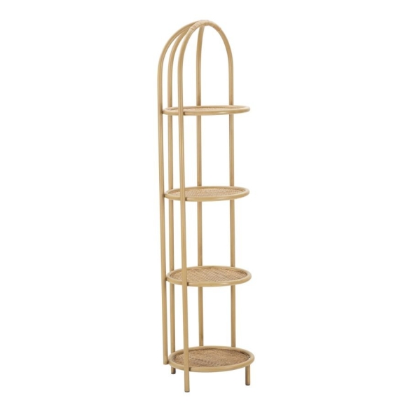 Libreria Angolare Rotonda In Rattan 4 Ripiani 40x38x150 Panama