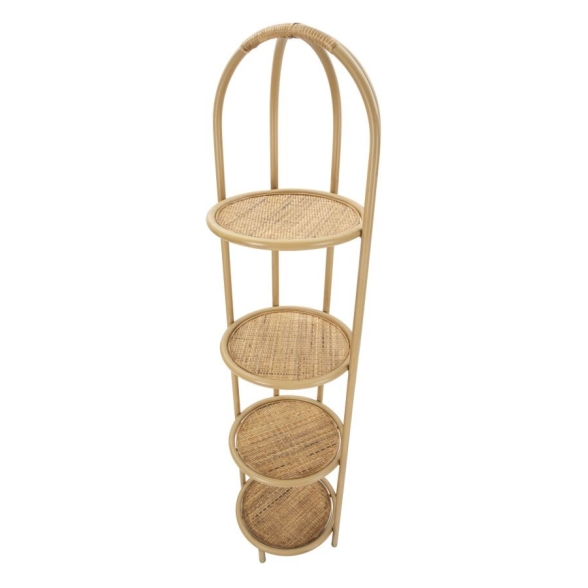 Libreria Angolare Rotonda In Rattan 4 Ripiani 40x38x150 Panama