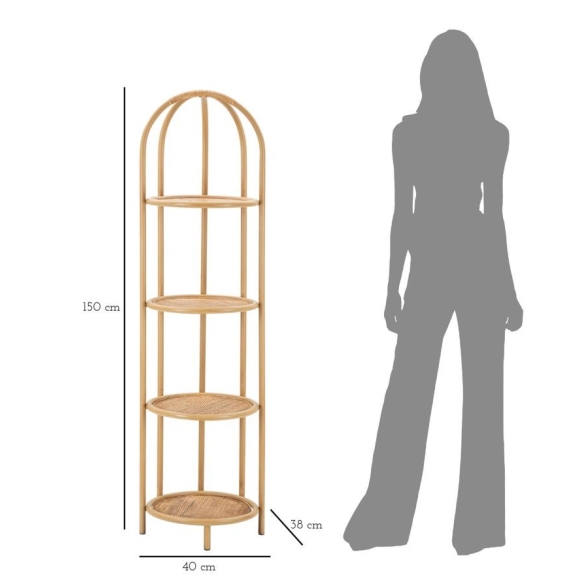 Libreria Angolare Rotonda In Rattan 4 Ripiani 40x38x150 Panama