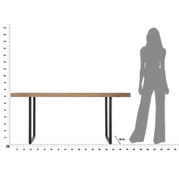 Tavolo Da Pranzo In Legno Gambe In Ferro Nere 175x90x77 Mumbai