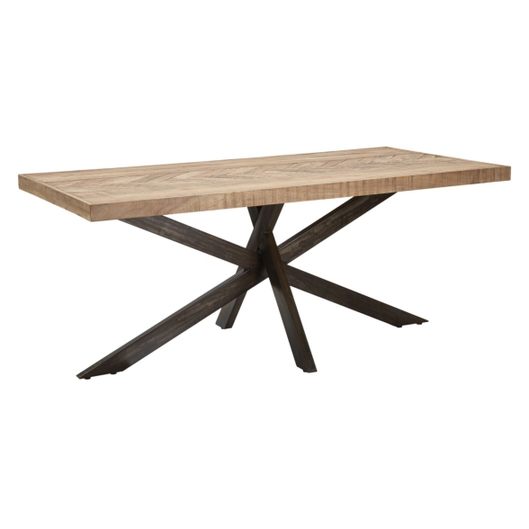 Tavolo Da Pranzo Industrial In Legno Gambe Nere Incrociate 180x90x77