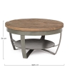 Tavolino Basso Tondo 65 Cm In Acciaio Piano In Legno Narvik Bizzotto