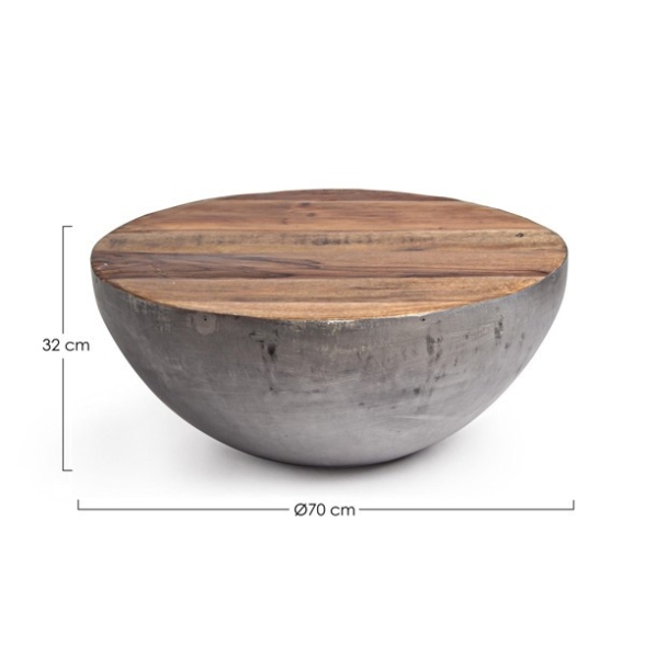 Tavolino Tondo Da Interno 70 Cm Lancaster Legno E Acciaio Bizzotto