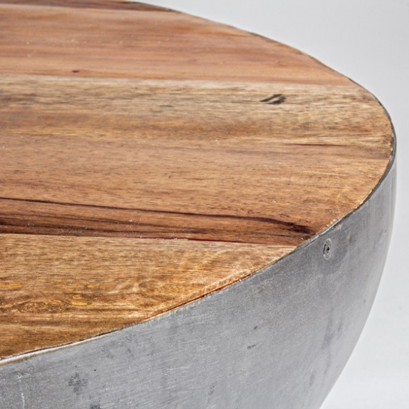 Tavolino Tondo Da Interno 70 Cm Lancaster Legno E Acciaio Bizzotto